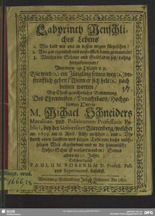 Labyrinth menschliches Lebens ... bei Betraurung Michael Schneiders