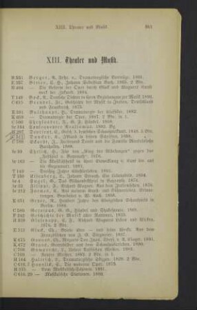 XIII. Theater und Musik.