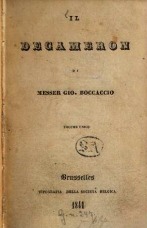 Il Decameron : Volume unico