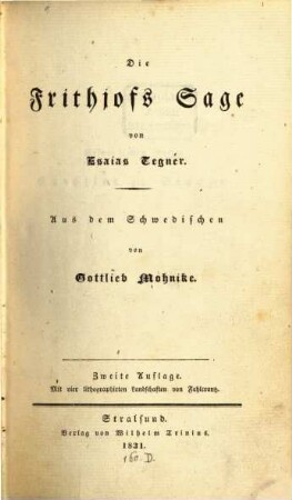 Frithiof : Eine Sage nordischer Vorzeit