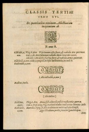 Classis Tertiae Ordo XVI. ... R