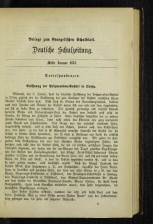 Eröffnung der Präparanden-Anstalt in Orsoy