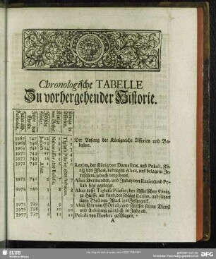 Chronologische Tabelle Zu vorhergehender Historie