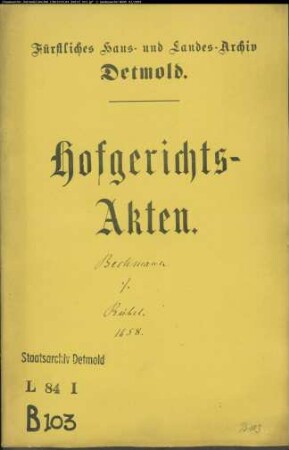 Beckmann, Berend gegen Drost Rübel, Georg Wilhelm
