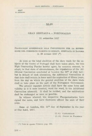 XLIV Gran Bretagna - Portogallo 11 settembre 1817