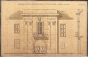 Nationalpolitische Erziehungsanstalt im Weserbergland Schinkelwettbewerb 1941: Verwaltungs- und Festhaus: Eingang. Ansicht, Fassaden-Schnitt 1:20