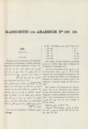 Karschuni und Arabisch Nr. 109-116