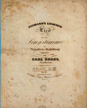 Seemann's Liebchen : Lied für 1 Singstimme mit Pianoforte-Begl. ; op. 83