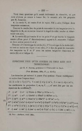 CONDITIONS POUR QU'UN SYSTÈME DE TROIS AXES SOIT TRIRECTANGLE.