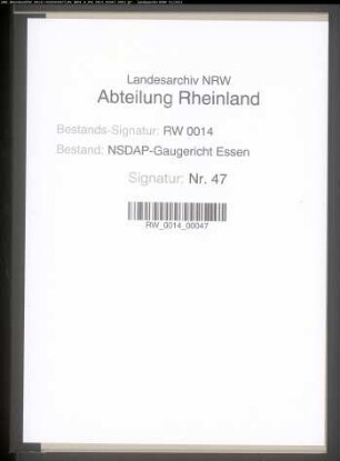 Zurückweisung der Beschwerde des Parteianwärters Paul BERGER, geb. 16.5.1897, Verwaltungsangestellter in Essen, gegen die Nichtaufnahme wegen konfessioneller Gebundenheit (Vermutung der beruflichen Besserstellung durch den Parteieintritt)