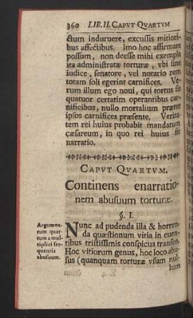 Caput quartum. Continens enarrationem abusuum torturae.