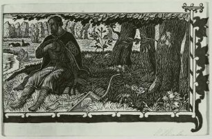Illustration zu 'Das Lied von Igors Heerfahrt'. Igor spricht mit dem Fluß