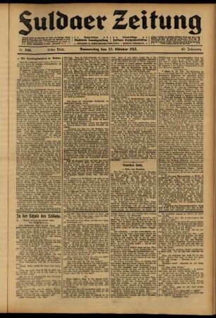 Erste Ausgabe vom Donnerstag, den 23. Oktober 1913.