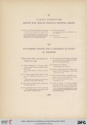 VI. Documenti esposti dal R. archivio di stato di Firenze