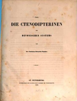 Über die Ctenodipterinen des Devonischen Systems. [1], [Text]
