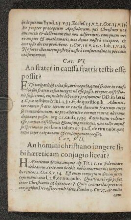 Cap. VI. An frater caussa fratris testis esse possit?