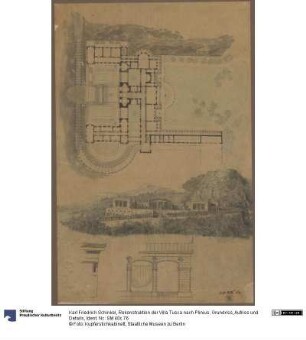Rekonstruktion der Villa Tusca nach Plinius. Grundriss, Aufriss und Details