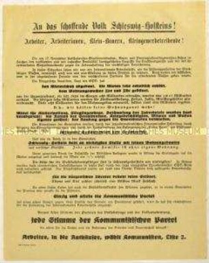 Aufruf der Internationalen Arbeiterhilfe für die KPD zu Stadtverordneten-, Kreis- und Provinziallandtagswahlen in Schleswig-Holstein 1929