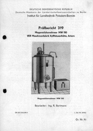 Magermilcherwärmer MW 150