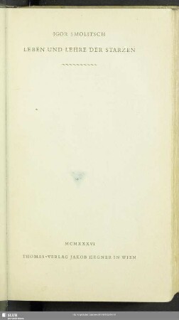 Leben und Lehre der Starzen