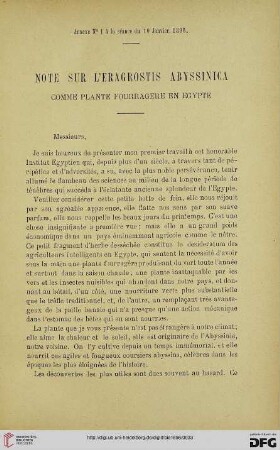 3.Ser. 7.1896: Note sur l'eragrostis abyssinica comme plante fourragère en Égypte