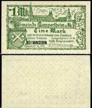 Lampertheim, Notgeld, 1 Mark