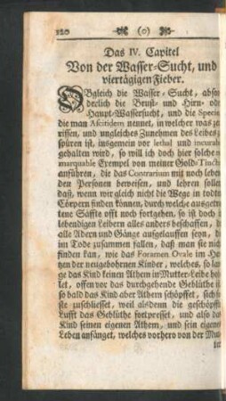 Das IV. Capitel Von der Wasser-Sucht, und viertägigen Fieber