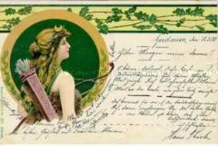 Postkarte mit Diana-Darstellung