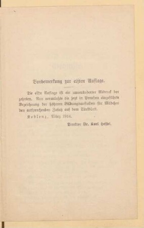Vorbemerkung zur elften Auflage