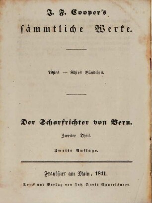 J. F. Coopers sämmtliche Werke, Bdch. 79 - 81 : Th. 2