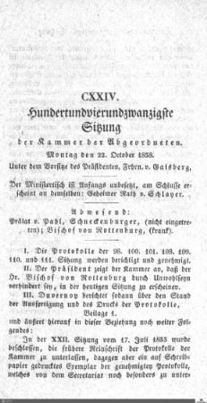 124. Sitzung, Stuttgart, 22.10.1838