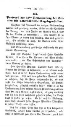 152. Protocoll der 35sten Versammlung der Section für vaterstädtische Angelegenheiten.