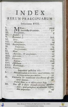 Index rerum praecipuarum.
