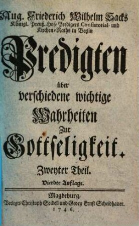 Predigten über verschiedene wichtige Wahrheiten zur Gottseligkeit, 2.