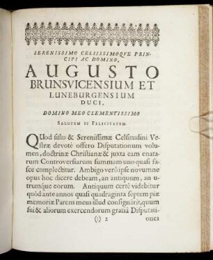 Serenissimo Celsissimoque Principi Ac Domino Augusto Brunsvicensium Et Luneburgensium Duci [...]