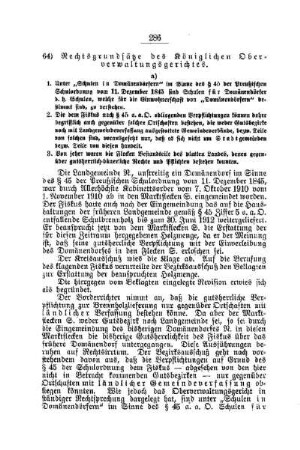 Rechtsgrundsätze des Königlichen Oberverwaltungsgerichtes : [J. Öffentliches Volksschulwesen]