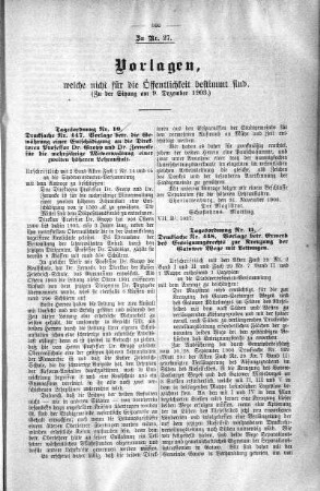 Vorlagen welche nicht für die Oeffentlichkeit bestimmt sind., 09. Dezember 1903