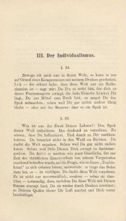III. Der Individualismus