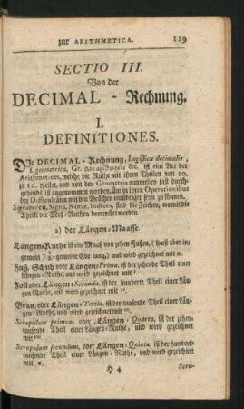 Sectio III. Von der Decimal-Rechnung.