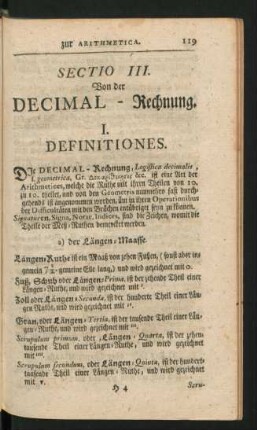 Sectio III. Von der Decimal-Rechnung.
