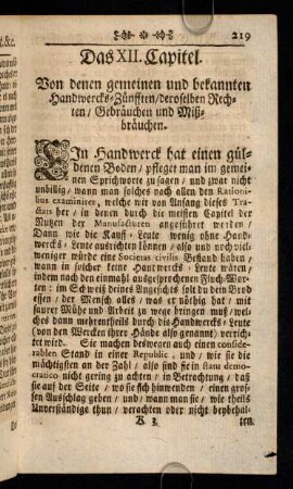 219-225, Ein Handwerck hat einen gueldenen Boden, pfleget ...