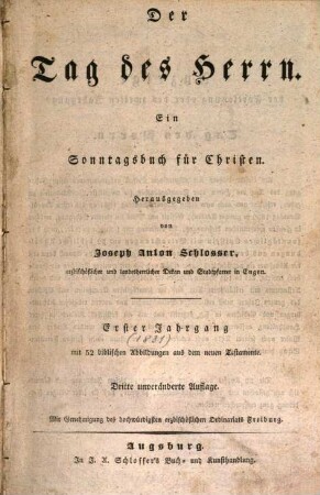 Der Tag des Herrn : ein Sonntagsbuch für Christen. 1. 1830/31 (1835)