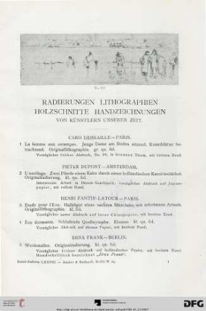 Radierungen – Lithographien – Holzschnitte – Handzeichnungen von Künstlern unserer Zeit (Nr. 1-64)