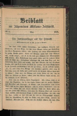 Beiblatt zur Allgemeinen Missions-Zeitschrift. No. 3
