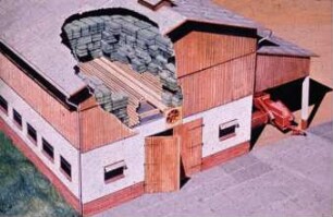 Schemazeichnung: Lagertechnik, Ballenkette, Ballenpresse