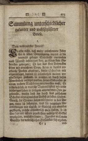 Sammlung unterschiedlicher galanter und wohlstylisirter Briefe.