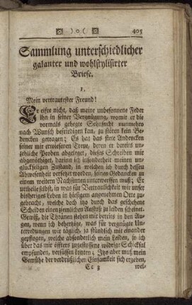 Sammlung unterschiedlicher galanter und wohlstylisirter Briefe.