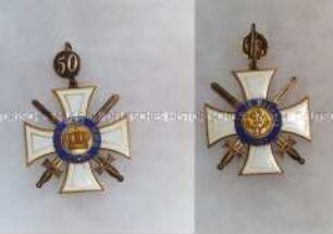 Königlicher Kronen-Orden, Kreuz 2. Klasse mit Schwertern und Jubiläumszahl "50", 2. Modell