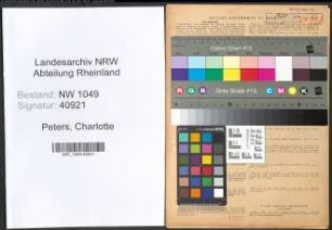 Entnazifizierung Charlotte Peters , geb. 14.10.1902 (Landwirtin)