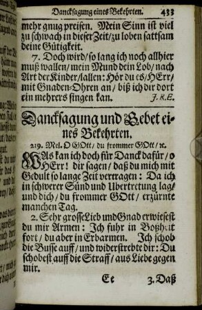 Dancksagung und Gebet eines Bekehrten.
